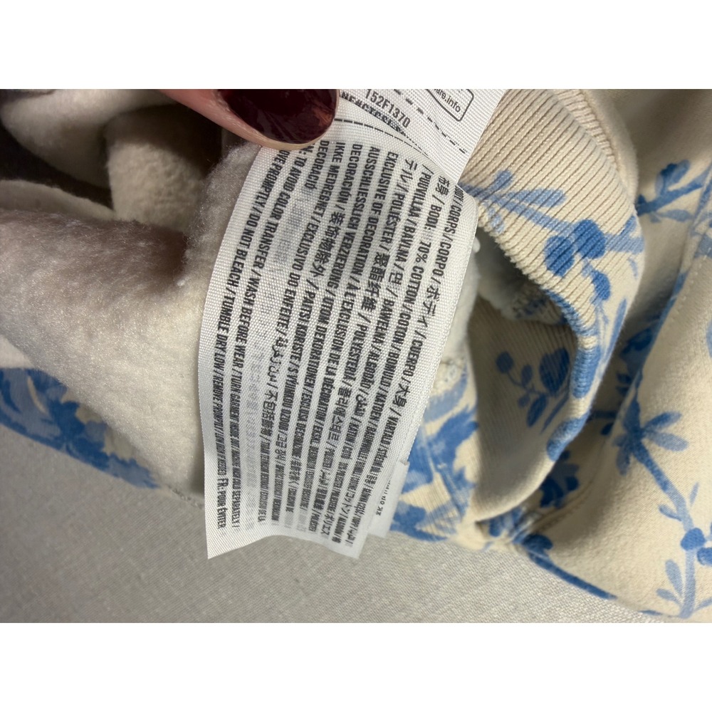 Abercrombie & Fitch Floral Toile Hoodie Blue Cream Soft A&F Collection medium - Picture 7 of 8